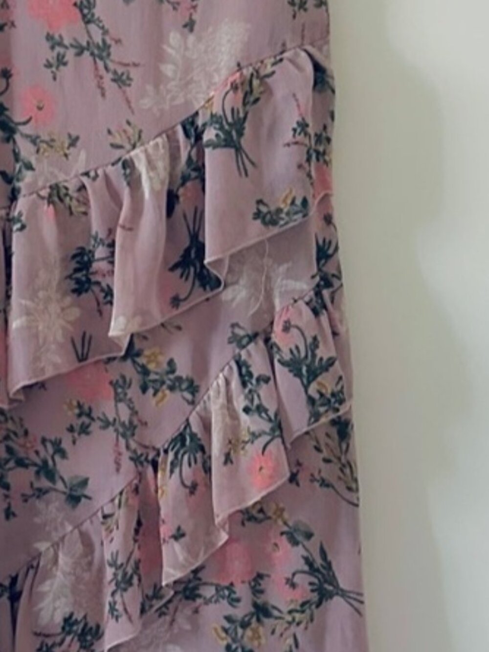 Asymmetrical Ruffle Dress-Size Small -Dusty Pink Floral -by New Look